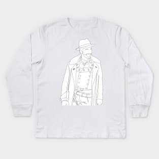 Lee Scoresby Line Art | His Dark Materials Kids Long Sleeve T-Shirt